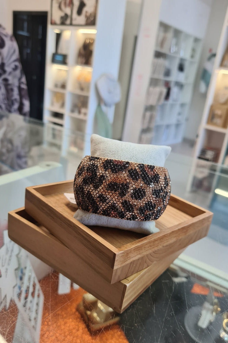 Bracciale strass leopardato