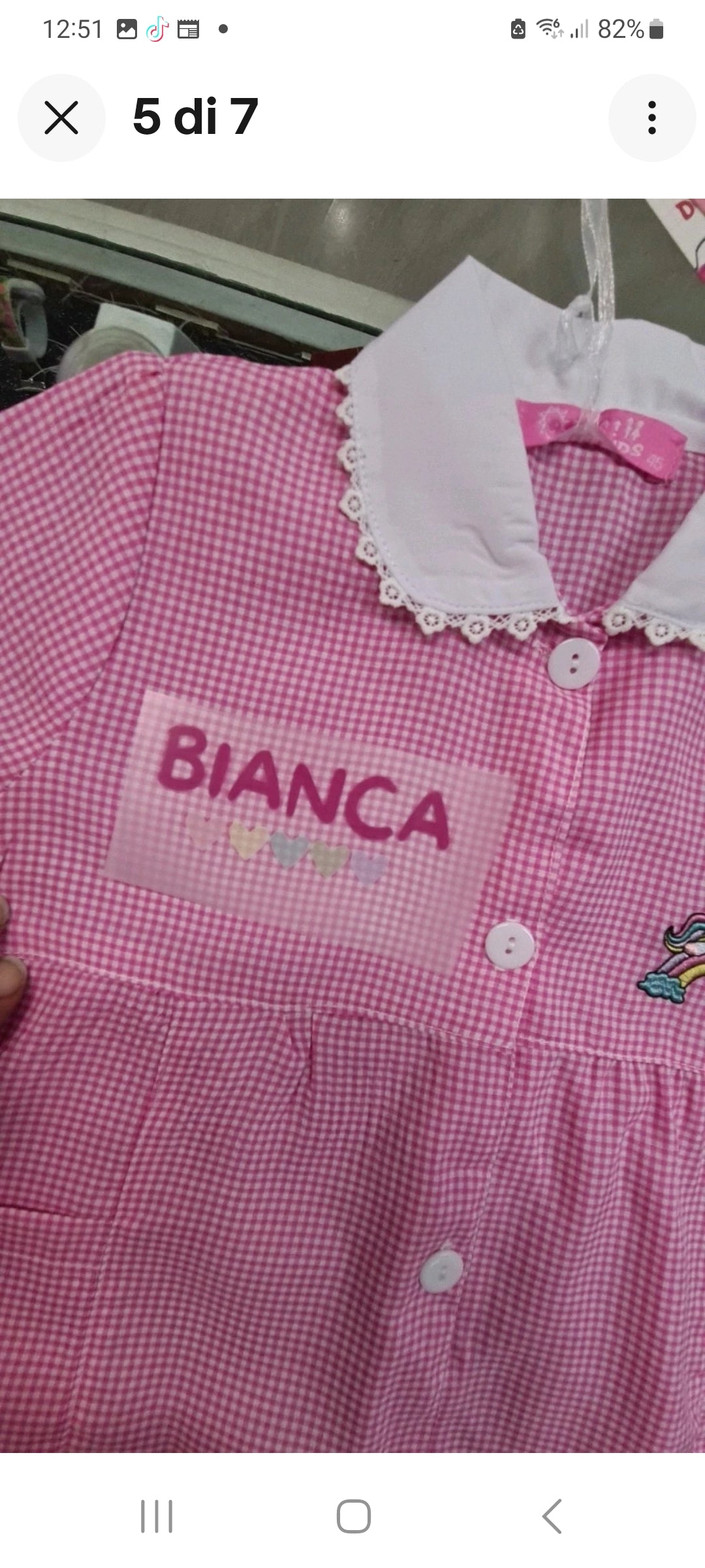 GREMBIULE ASILO BIMBA - SCUOLA MATERNA UNICORNO + OPZIONE STAMPA NOME FACOLTATIVO