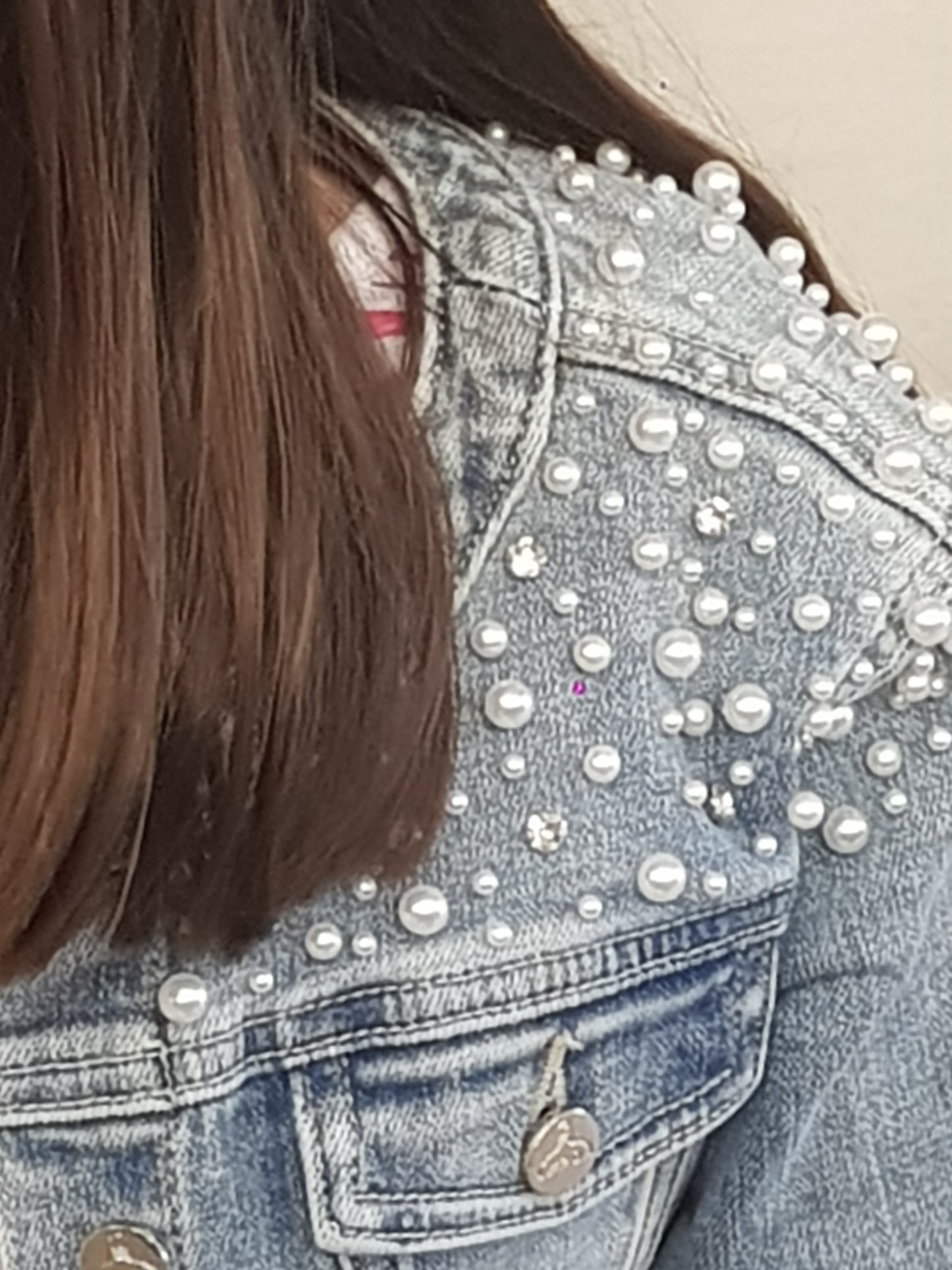 Giubbino Bimba in jeans con perle