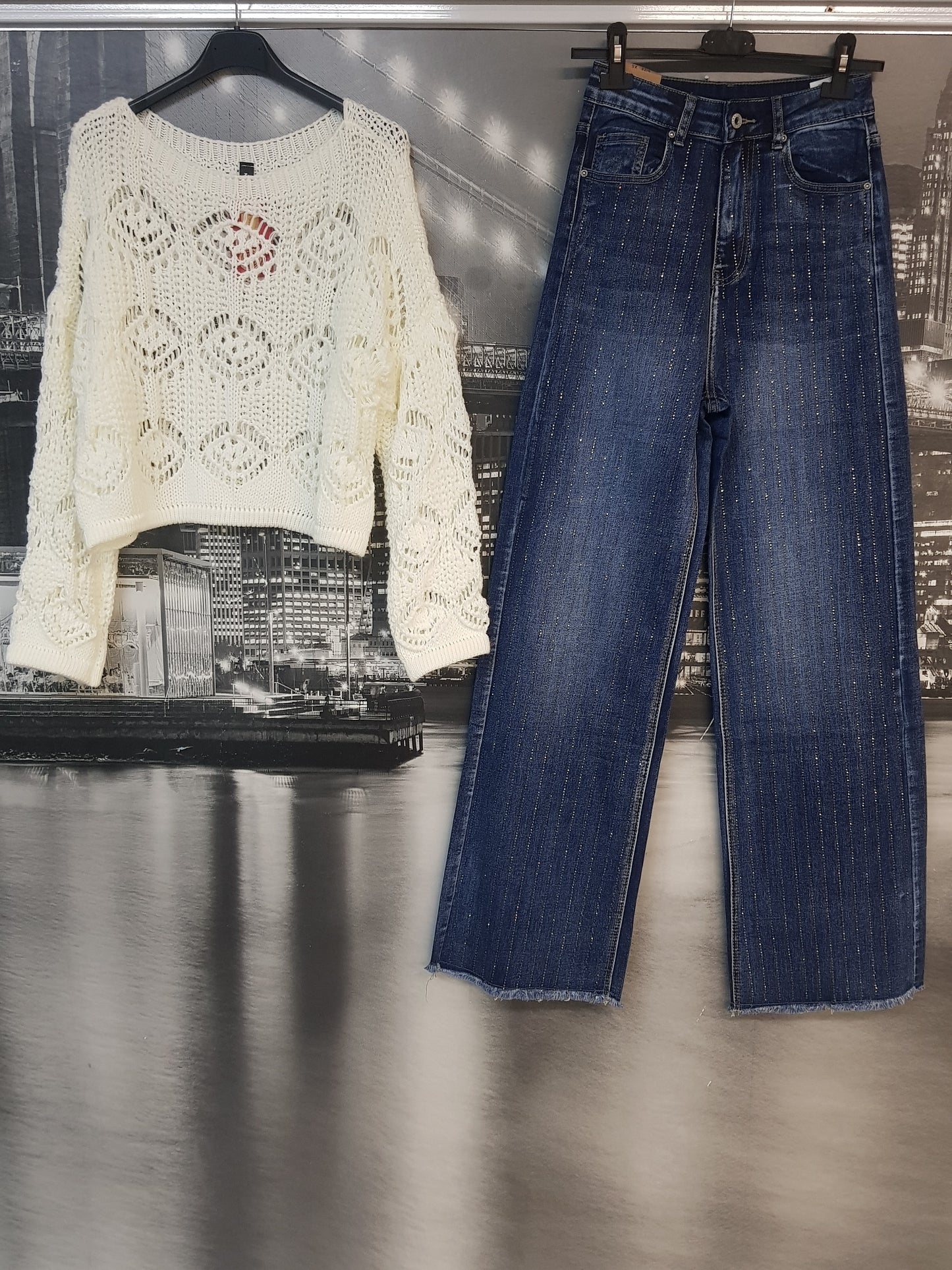 JEANS A PALAZZO con STRASS